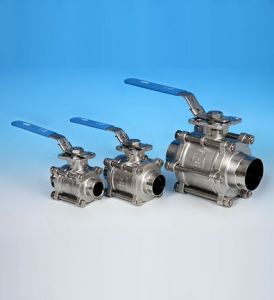 3 Piece Full Bore Sanitary Cavity Filled Direct Mount Stainless Steel Ball Valve Weld Ends